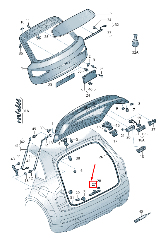 new audi q3 8u rear tailgate with motor for power latch 4f9827383h original