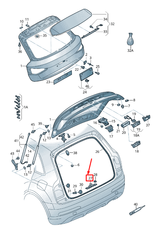 new audi q3 8u rear tailgate with motor for power latch 4f9827383h original
