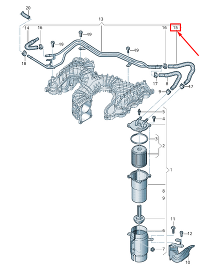 new audi a6 c8 fuel feed line 4k0201215af original