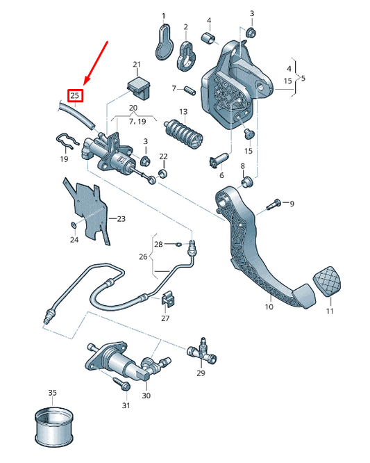 new skoda rapid nh clutch master cylinder run-on hose rhd 6c2721453e original