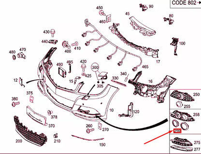 NEW MB C W204 FRONT RIGHT GRILLE INSIDE CHROME RING COVER A2128850874 ORIGINAL