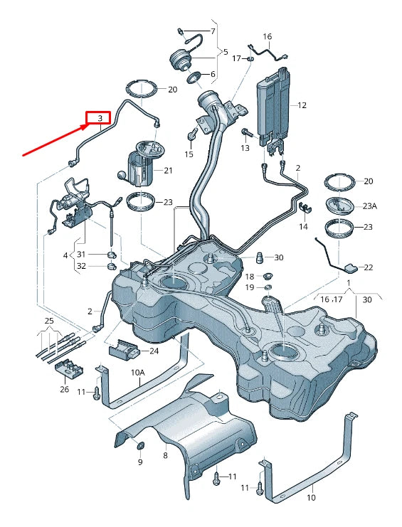 NEW AUDI Q2 GA FUEL FEED LINE 5Q0201293E ORIGINAL