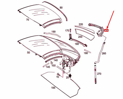 NEW MERCEDES-BENZ SLK R172 RIGHT RETRACTABLE ROOF SEALING A1727900498