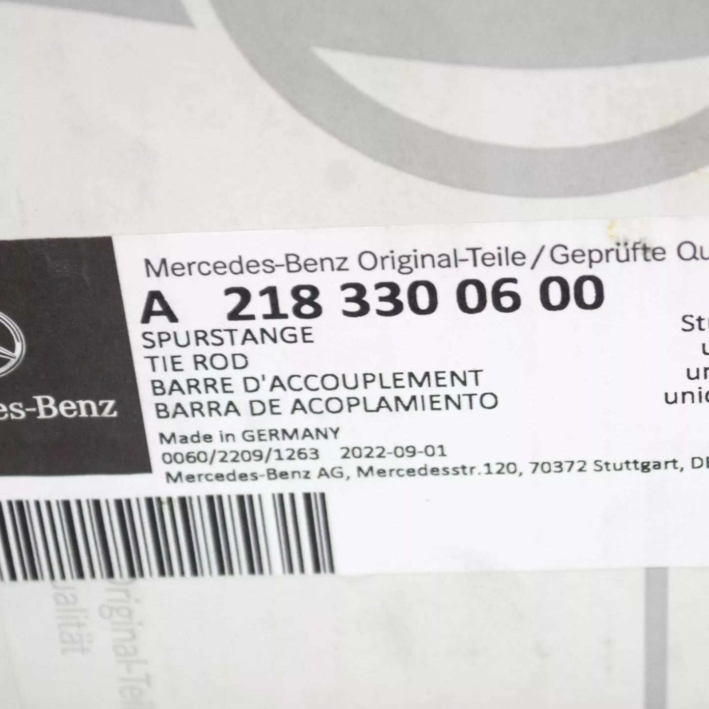 NEW MERCEDES-BENZ E W212 STEERING RIGHT OUTSIDE TIE ROD A2183300600 ORIGINAL