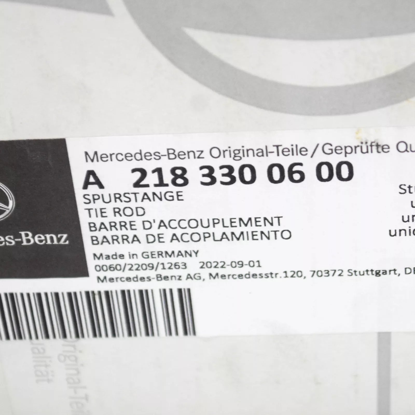 NEW MERCEDES-BENZ E W212 STEERING RIGHT OUTSIDE TIE ROD A2183300600 ORIGINAL