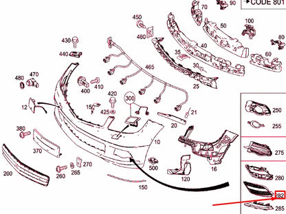 NEW MERCEDES-BENZ C W204 FRONT BUMPER RIGHT GRILLE A2048850753