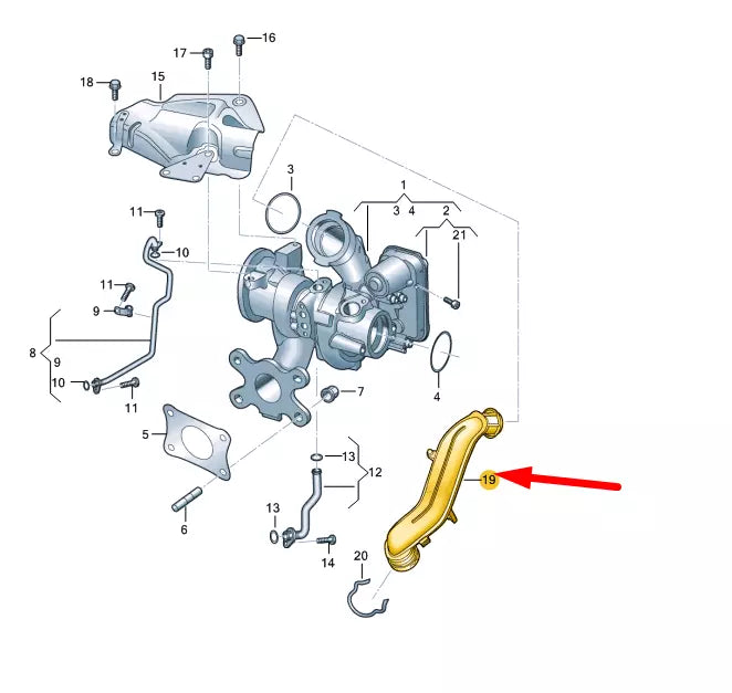 NEW VW ARTEON EXHAUST MANIFOLD TURBO PRESSURE PIPE 05E145673K
