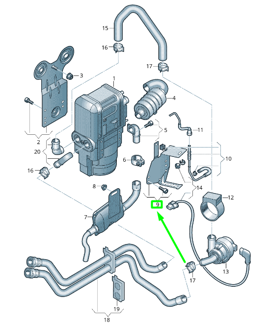 new volkswagen tiguan ad mk2 auxiliary heater bracket 5qf898595 original
