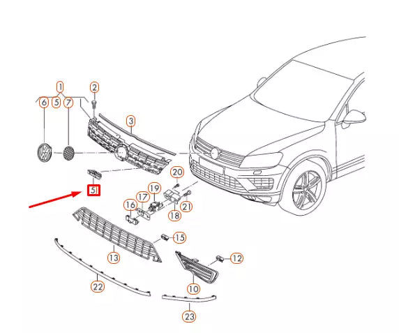 NEW VW TOUAREG 7P FRONT RADIATOR GRILLE INSCRIPTION 7P6853948CFXC