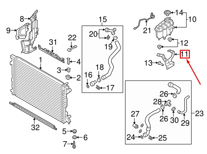 NEW AUDI A4 AVANT 8W B9 EXPANSION TANK BRACKET 8W0121232L ORIGINAL