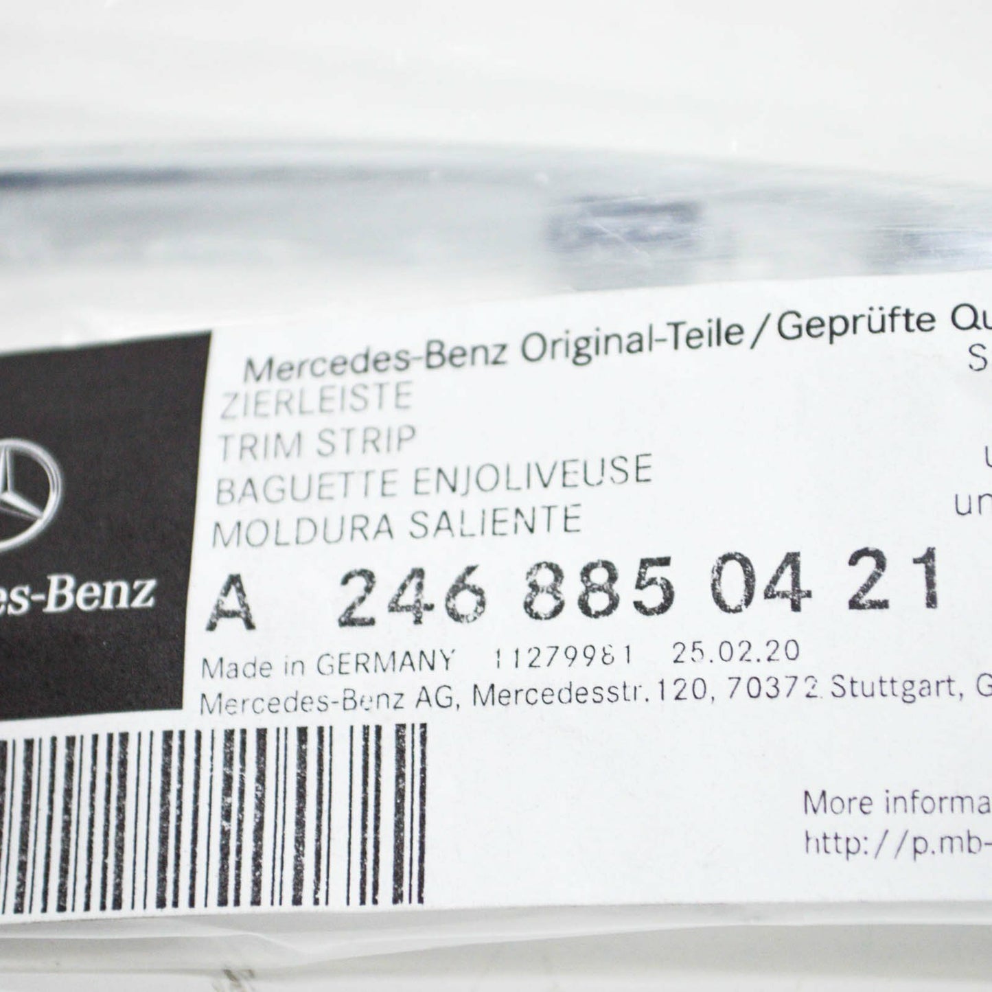 NEW MERCEDES-BENZ B W246 FRONT BUMPER LEFT CHROME MOLDING A2468850421 ORIGINAL