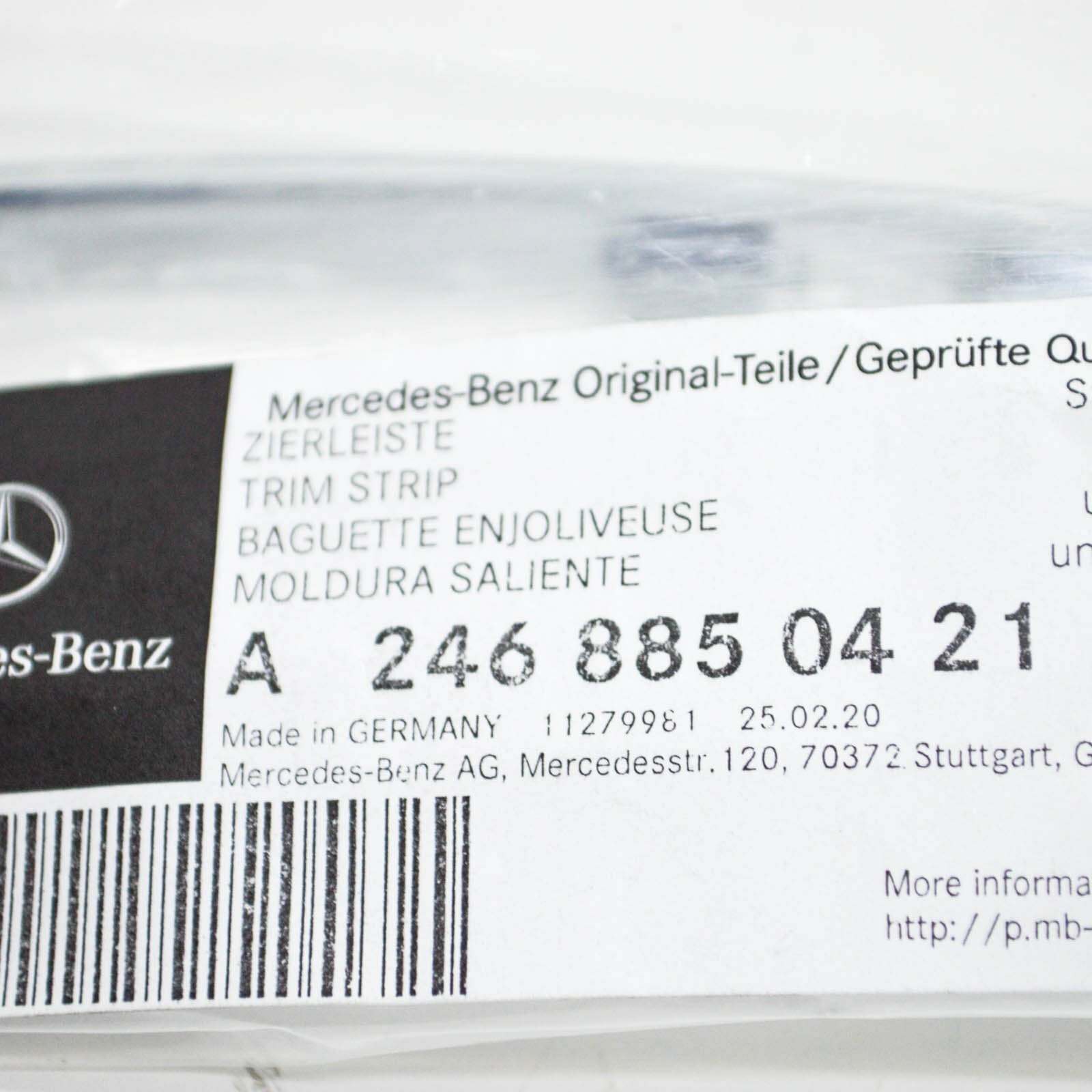 NEW MERCEDES-BENZ B W246 FRONT BUMPER LEFT CHROME MOLDING A2468850421 ORIGINAL