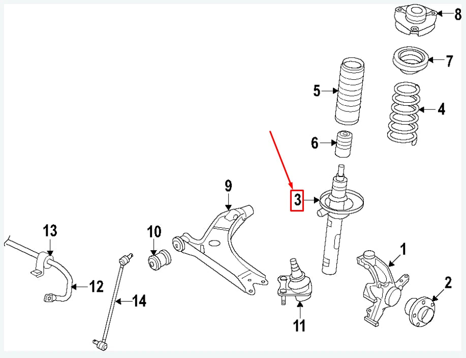 NEW VW GOLF VII 5G MK7 FRONT SHOCK ABSORBER 5QM413023K ORIGINAL