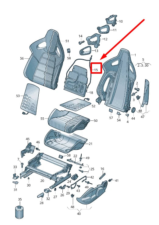 NEW VW GOLF VI VARIANT AJ5 SPORT SEATS BACKREST RELEASE CABLE 5K3881271 ORIGINAL