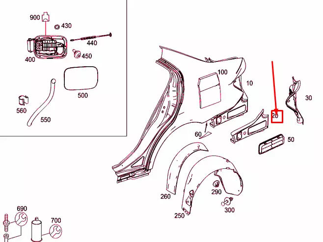 NEW MERCEDES-BENZ C W204 REAR LEFT FENDER S|IDE PANEL TRIM A2046300560 ORIGINAL