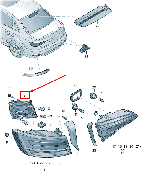 NEW AUDI TT FV REAR RIGHT TAIL LIGHT BULB CARRIER 8W5945258 ORIGINAL