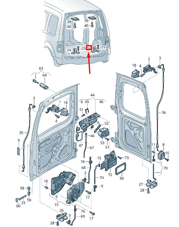 NEW VW CADDY 2K MK3 REAR WING DOOR LOWER STRIKER PLATE 2K0827512C
