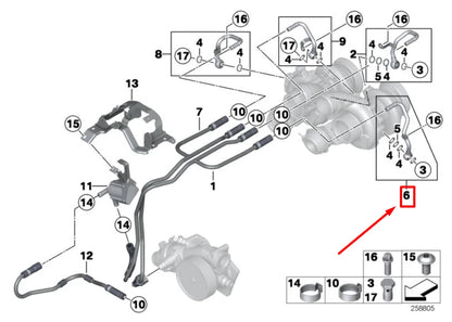NEW BMW 6 COUPE F13 TURBOCHARGER COOLANT LINE 8053160 11538053160 ORIGINAL