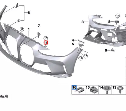 NEW BMW M4 COUPE G82 FRONT BUMPER CLAMP 51117885598 ORIGINAL