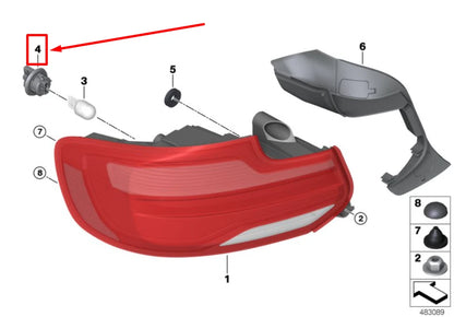 NEW BMW 2 F23 REAR TAIL LIGHT BULB HOLDER SOCKET 7489381 63217489381 ORIGINAL