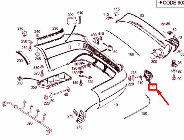 NEW MERCEDES-BENZ E W212 REAR LEFT BUMPER BASIC MOUNTING A2128801903 ORIGINAL