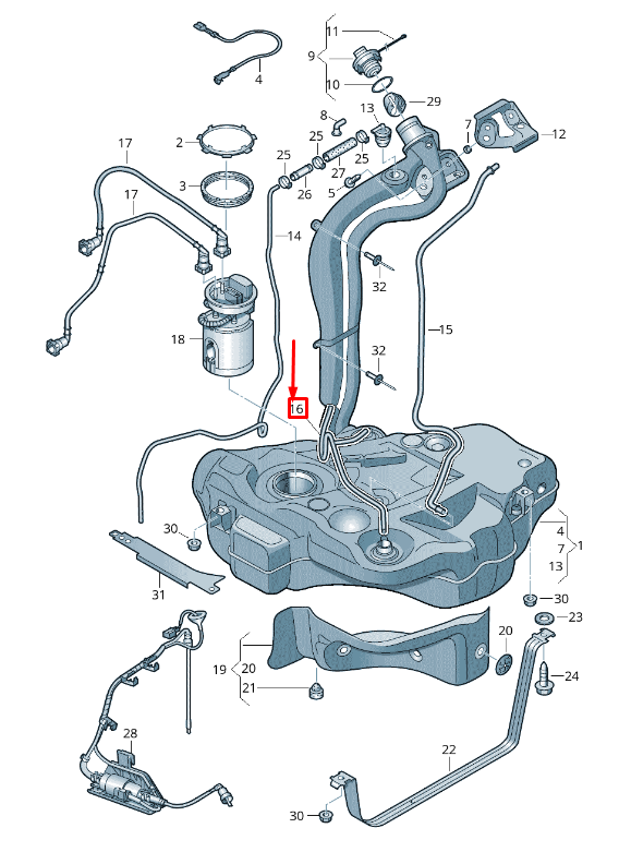 new skoda yeti 5l fuel tank breather line 1k0201995f original