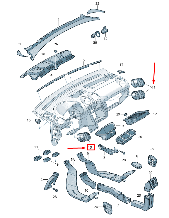 NEW VW CADDY III VARIANT 2K MK3 DASHBOARD AIR VENT 2K0819703B9B9 ORIGINAL
