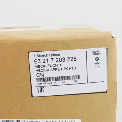 NEW BMW 5 F11 REAR RIGHT TRUNK BOOT LID TAIL LIGHT 63217203228 ORIGINAL