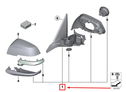 NEW BMW 4 F33, F83 FRONT RIGHT DOOR WING MIRROR 7285244 51167285244 ORIGINAL