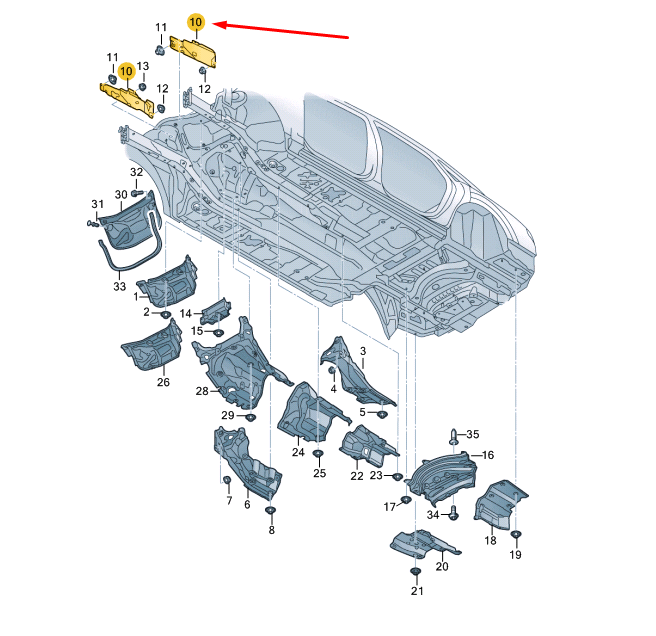 NEW AUDI A8 4N D5 FRONT LEFT SIDE MEMBER HEAT SHIELD 4N0825641B ORIGINAL