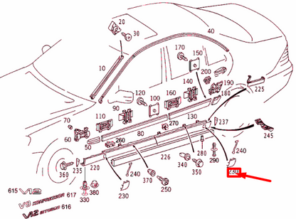 NEW MERCEDES-BENZ S W220 REAR RIGHT SKIRT JACK HOLE COVER A2206983030 ORIGINAL