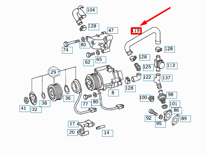 NEW MERCEDES-BENZ E W210 AIR PUMP HOSE A1190944682 ORIGINAL
