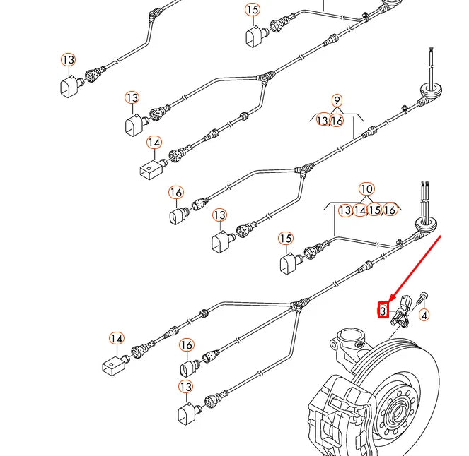 NEW VOLKSWAGEN AMAROK REAR LEFT ABS WHEEL SPEED SENSOR 2H0927807A ORIGINAL