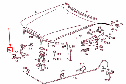 NEW MERCEDES-BENZ S W126 ENGINE HOOD SAFETY HOOK HANDLE A1268800620 ORIGINAL