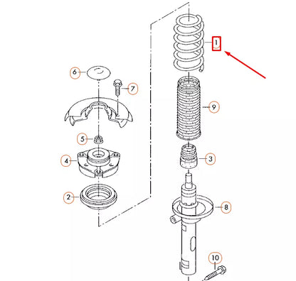 NEW AUDI A3 8P FRONT COIL SPRING 1K0411105DB ORIGINAL