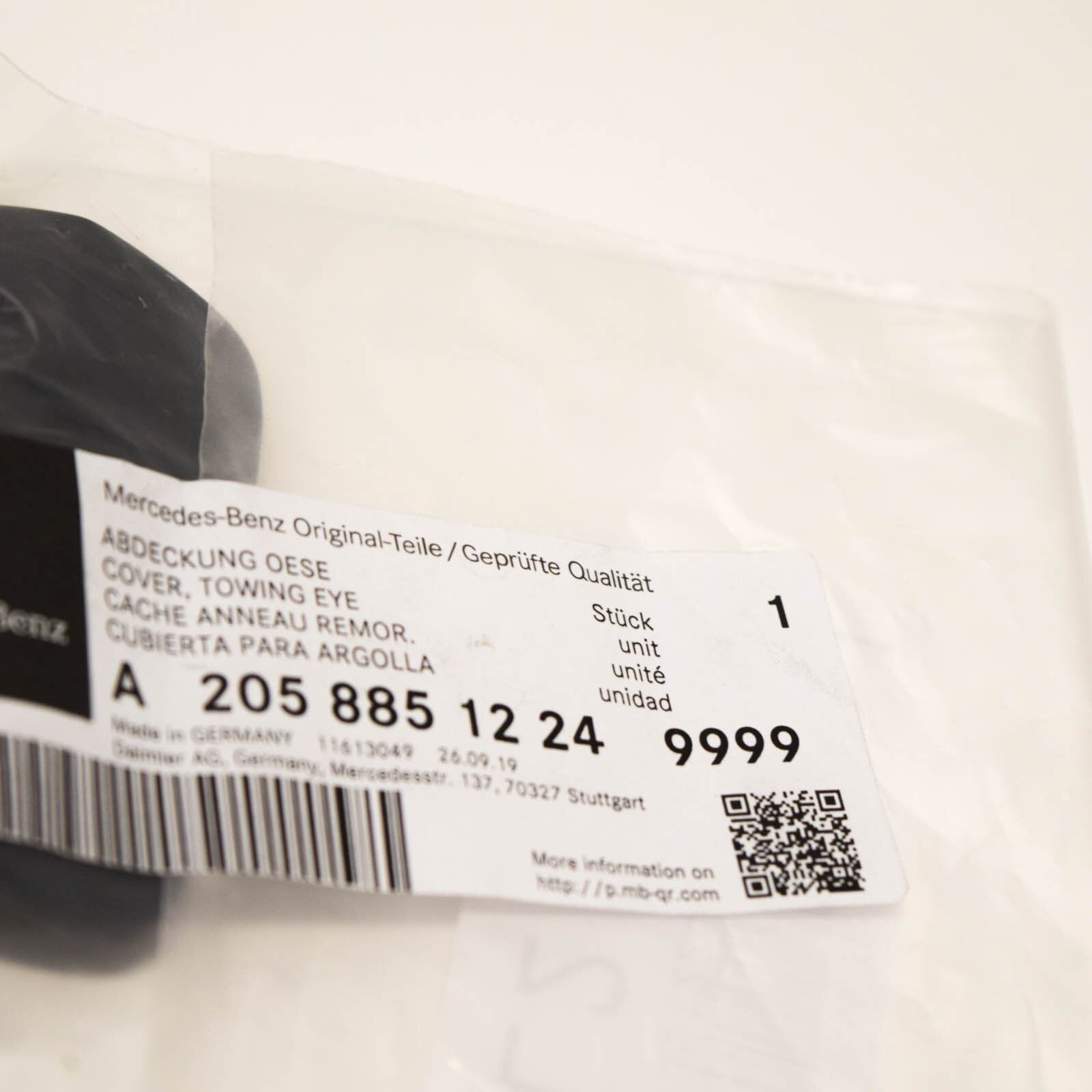 NEW MB C-CLASS W205 REAR AMG BUMPER TOW HOOK EYE COVER A20588512249999 ORIGINAL