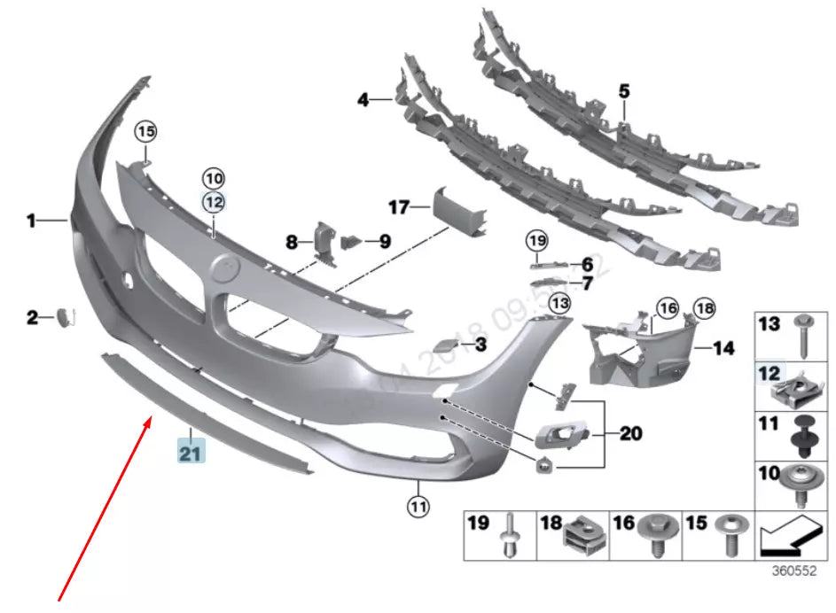 NEW BMW 4 F36 FRONT BUMPER LOWER CENTER TRIM 51117315473 7315473 2016