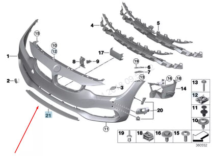 NEW BMW 4 F36 FRONT BUMPER LOWER CENTER TRIM 51117315473 7315473 2016