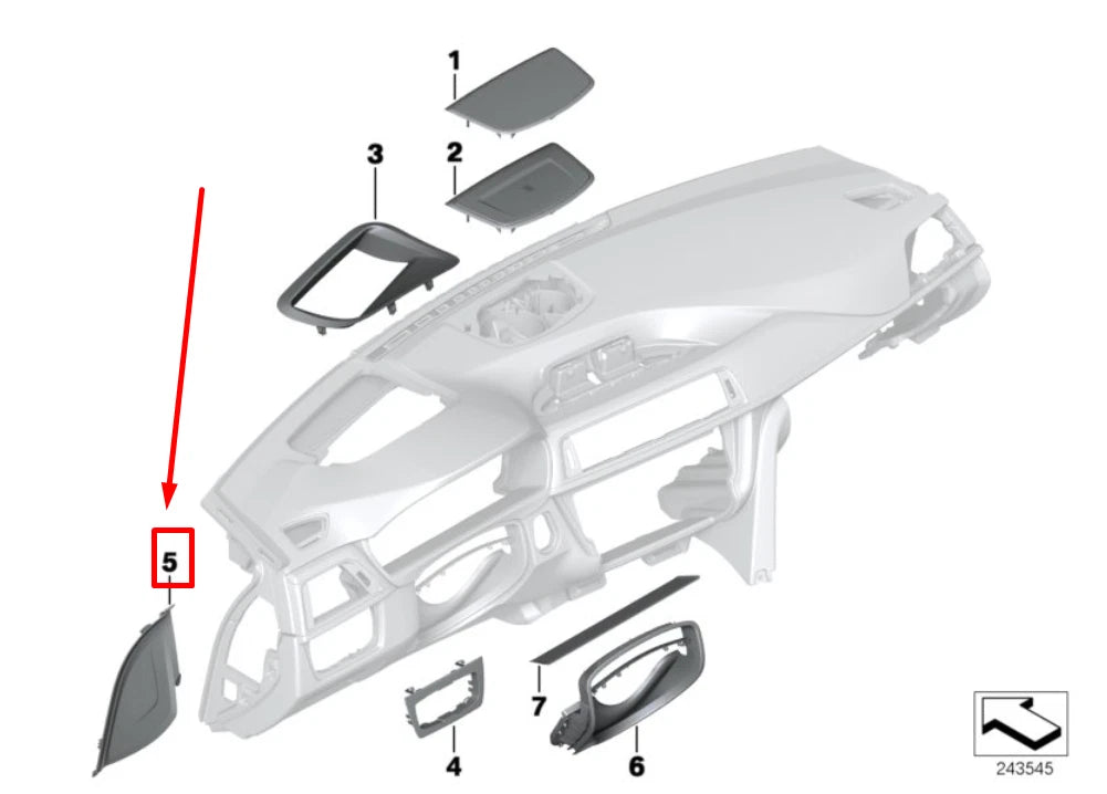 NEW BMW 3 F30, F80 RIGHT DASHBOARD TRIM 9231217 51459231217 ORIGINAL