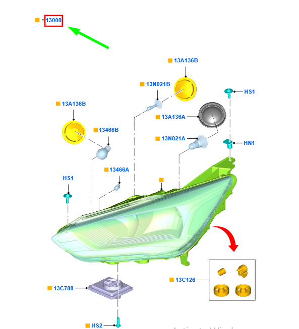 new ford grand c-max mk2 front right headlight rhd 2011248 original
