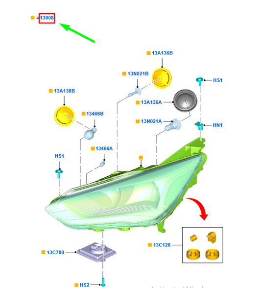 new ford grand c-max mk2 front right headlight rhd 2011248 original