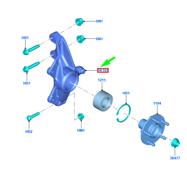 new ford focus mk4 front left steering knuckle 2368215 kx6c-3k171-a1b original