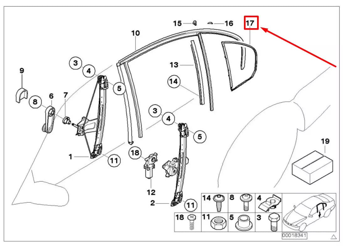 NEW BMW 3 E46 REAR LEFT QUARTER WINDOW SEAL 51348194693 8194693 ORIGINAL