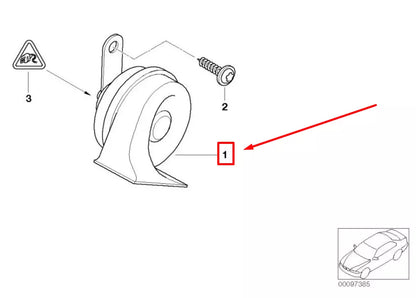 NEW BMW 7 E65, E66, E67 HIGH PITCH HORN SIGNAL 61336968442 6968442 ORIGINAL