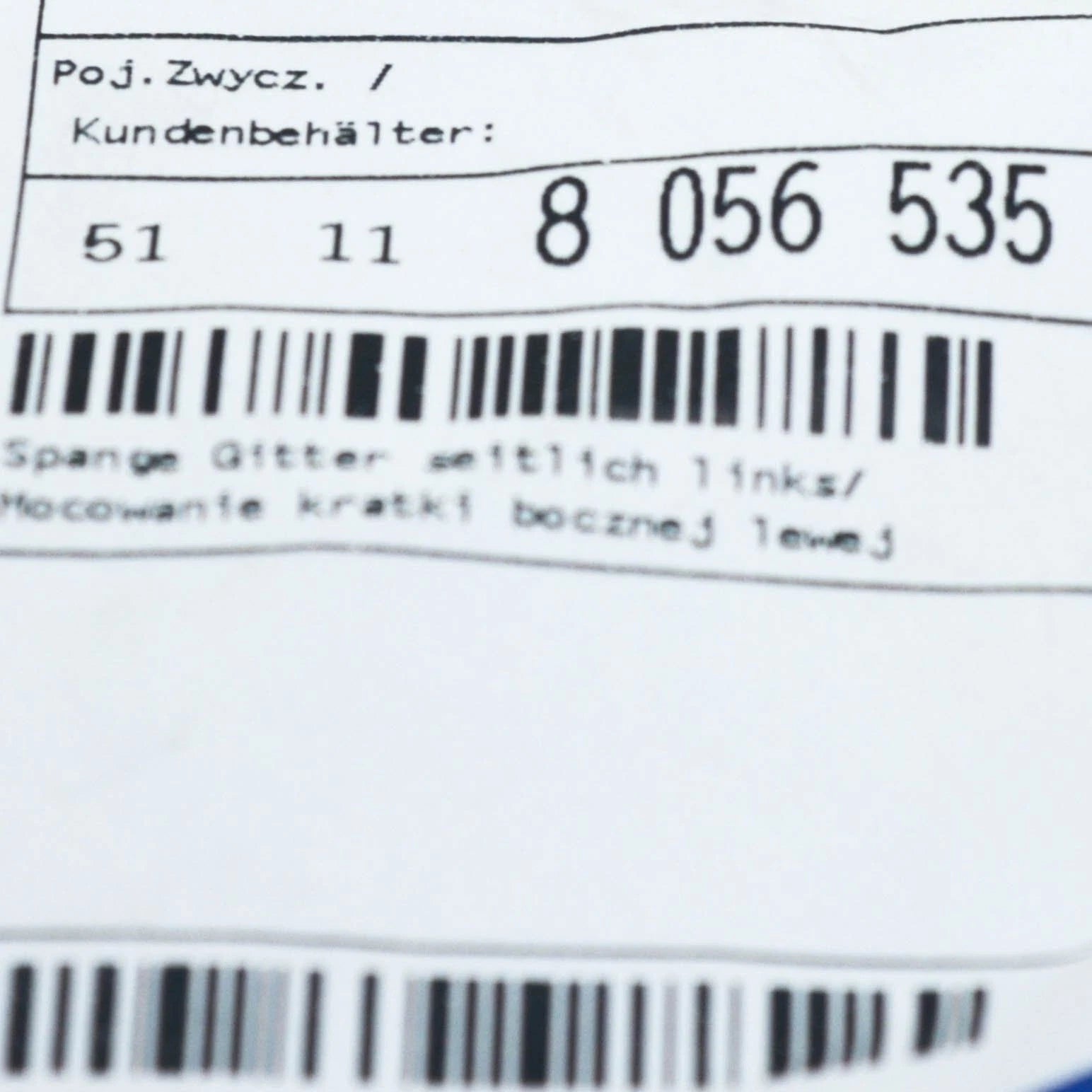 NEW BMW X6 F16 FRONT BUMPER M TRIM GRILLE LEFT 51118056535 8056535 ORIGINAL