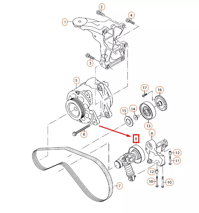 NEW AUDI A8 D4 V-RIBBED BELT TENSIONING ROLLER 079903133AM