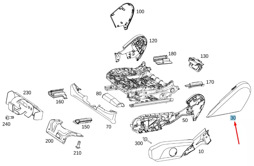 NEW MB C W205 FRONT OUTER RIGHT SEAT HEIGHT ADJUS. COVER A20591920229051