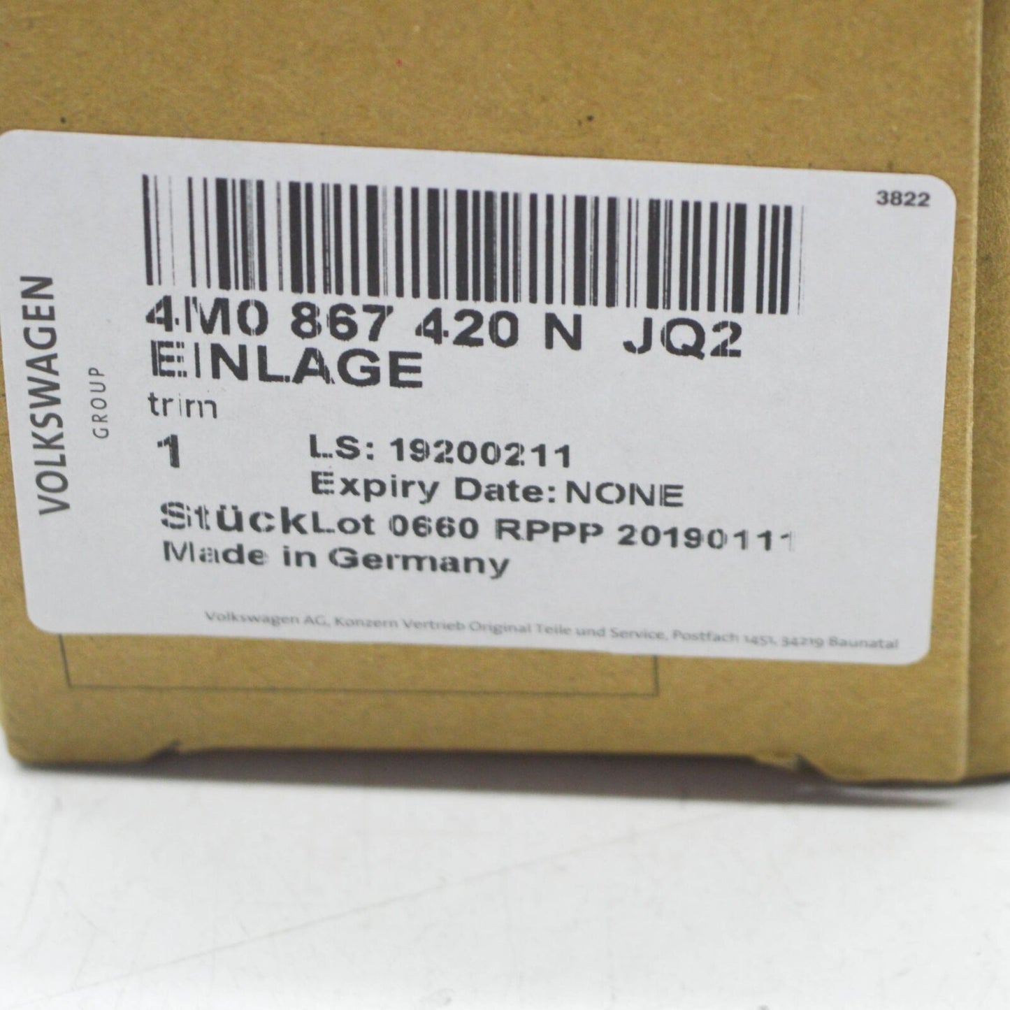 NEW AUDI Q7 4M RIGHT DOOR CARD INSERT TRIM 4M0867420NJQ2 ORIGINAL