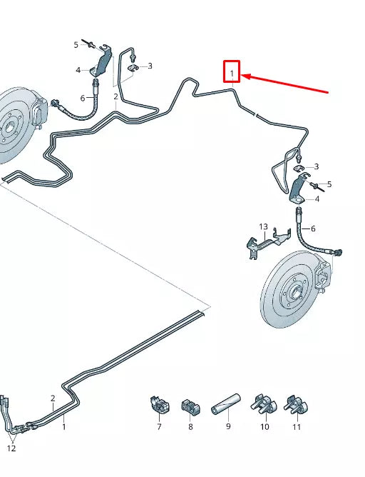 NEW AUDI A8 4N REAR LEFT BRAKE LINE RHD 4N2614741F