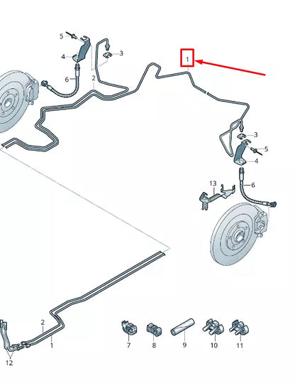 NEW AUDI A8 4N REAR LEFT BRAKE LINE RHD 4N2614741F